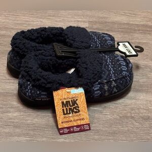 NWT MUK LUKS Leigh Clog Slipper Boots | Navy Fair Isle | Size 7